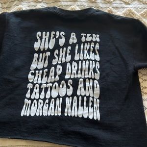 Black crop crew neck sweatshirt